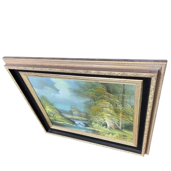 Vintage Original OIL PAINTING Mountain LANDSCAPE w/ Stream Signed Whitman MCM - Picture 5 of 7